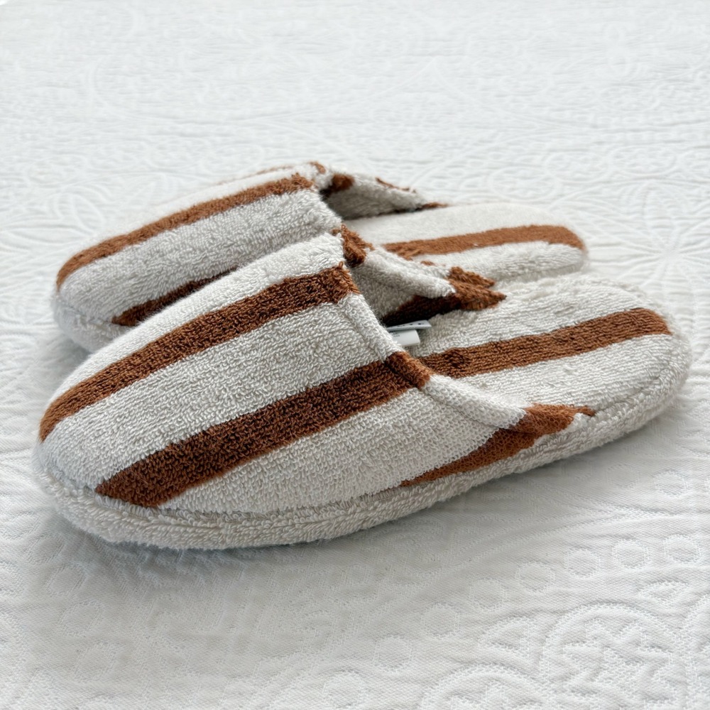 Parachute Terry Stripe Slippers, Bone / Tobacco W's 9-10